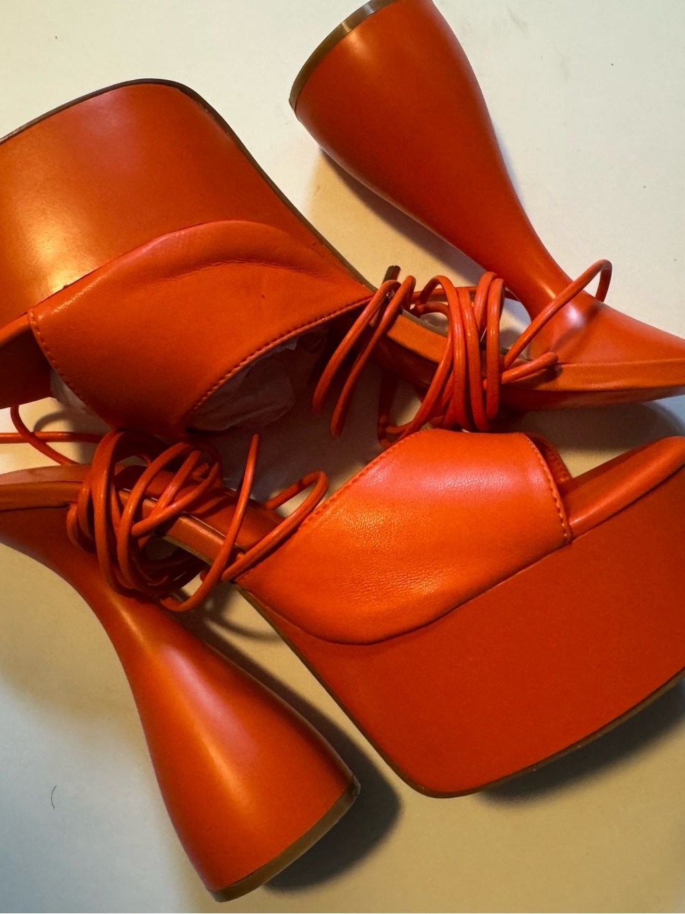 Women's Orange Strappy Heeled Sandals
